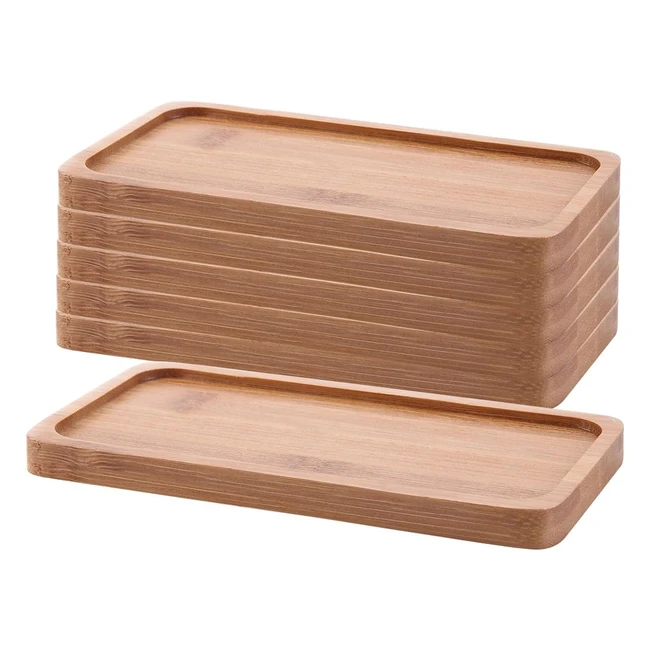 Juego de 6 Bandejas Rectangulares de Bambú - T4U - Ideal para Servir - Decoración de Tablero de Madera