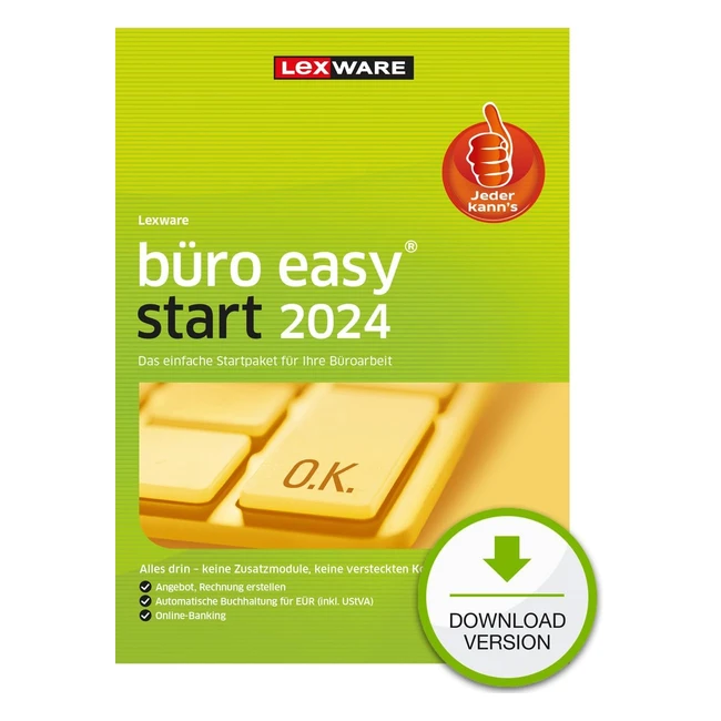 Lexware Buro Easy Start 2024 - PC Aktivierungscode per Email - Einfach zu bedien