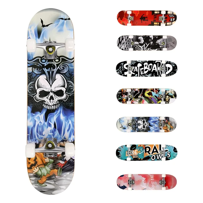 Skateboard Hikole 31081 Unisex Adulto 31 - Robusto e Resistente - Ruote in Poli
