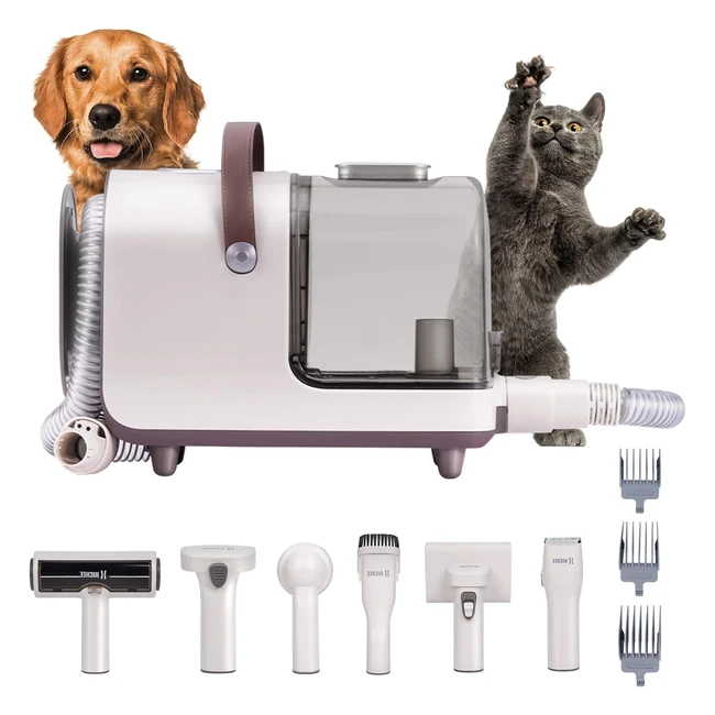 Hichee Hundeschermaschine mit Staubsauger Professionelles Haustierpflegeset mit 13 kPa starker Saugleistung 25 l leiser Schermaschine für Hunde und Katzen Haarschneider mit 6 bewährten Pflege-Tools
