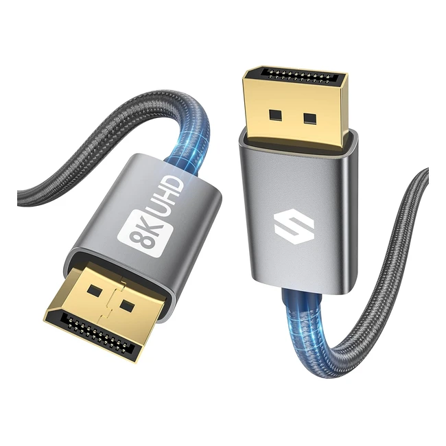 Câble DisplayPort 14 Silkland 8K 2m 4K144Hz 165Hz 2K240Hz 8K60Hz DP 1.4 HDR ARC G-Sync FreeSync DSC 1.2