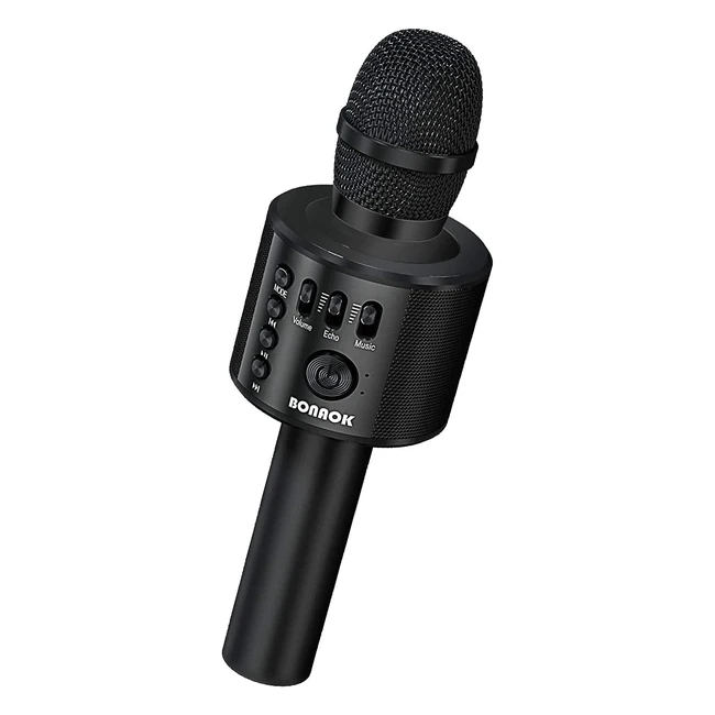 Microphone Bluetooth Karaok Bonaok 3 en 1 - Noir - Cadeau danniversaire