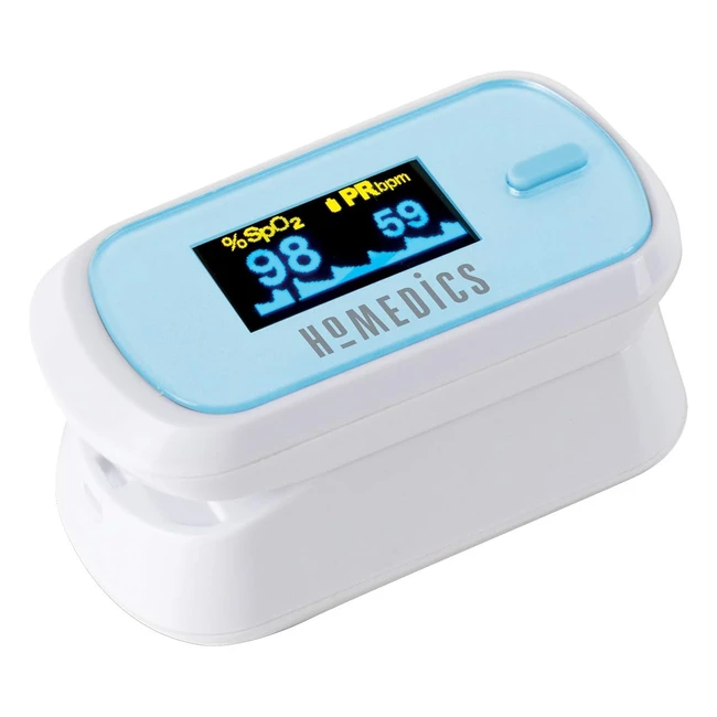 Oxymètre de Pouls Professionnel HoMedics - Mesure de l'Oxygène dans le Sang - Portable et Facile à Lire