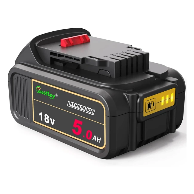 Waitley 18V 50A DCB184 Replacement Battery for Dewalt 18V Series - High Capacity & Power Display