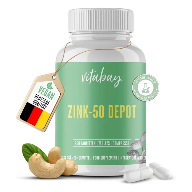 Zink50 Depot - 25 mg Zinkelementarinhalt pro 12 Tabletten - Hochdosiertes Zinkgluconat - 100% vegan
