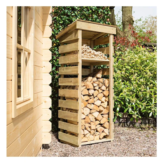 Rowlinson Narrow Log Store Pressure Treated Timber - Keep Logs Dry  Aired