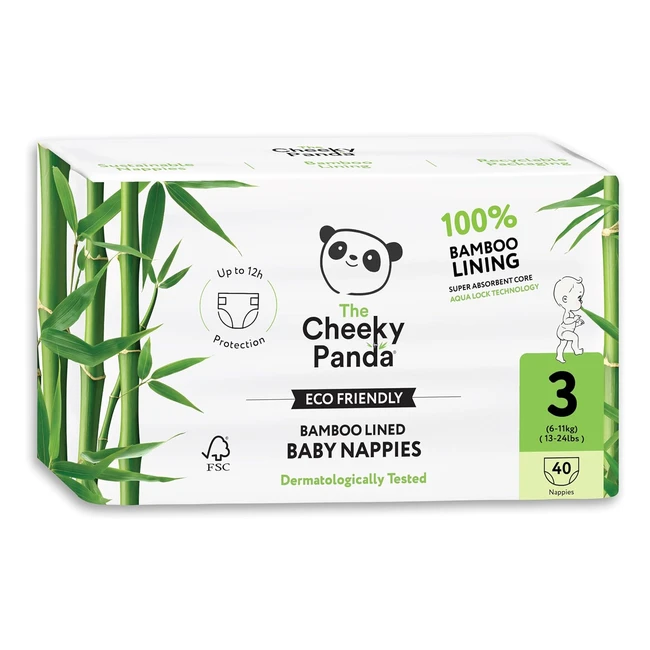Cheeky Panda Bamboo Nappies Size 3 - 40 Eco Nappies - Super Absorbent - Hypoalle