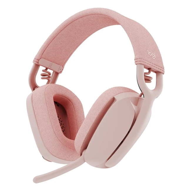 Logitech Zone Vibe 100 Wireless Over-Ear Headphones Pink - Noise Cancelling Microphone - Multipoint Bluetooth - Teams Google Meet Zoom