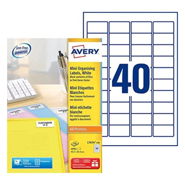 Avery Self Adhesive Mini Organising Return Address Labels L7654 - 4000 Labels Quickpeel White