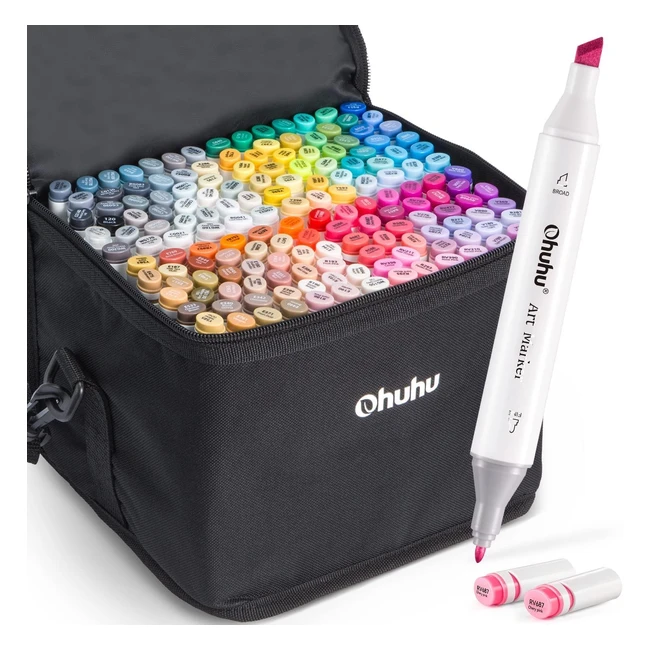Ohuhu 160 Colors Alcohol Art Markers Set - Dual Tips - Color Blender - Sketch Dr