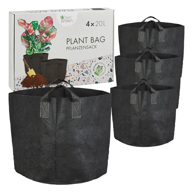 Set Maceteros OwnGrown 20L Siembra de Patatas Bolsa para Balcones y Macetas 4x20 L