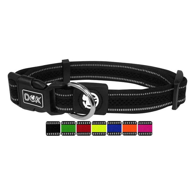 Collier chien DDOXX Air Mesh rflchissant rembourr ajustable - nombreuses c