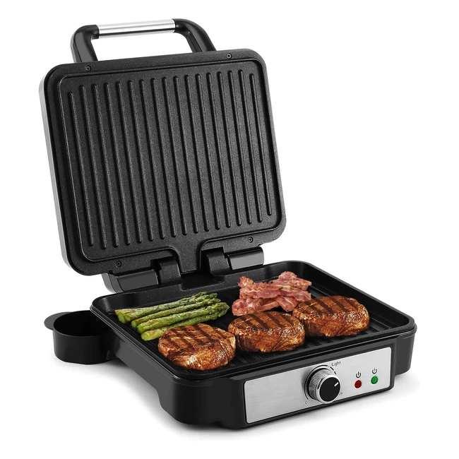 Grill elettrico antiaderente 3 in 1 1800W - Panini e tramezzini - Inox