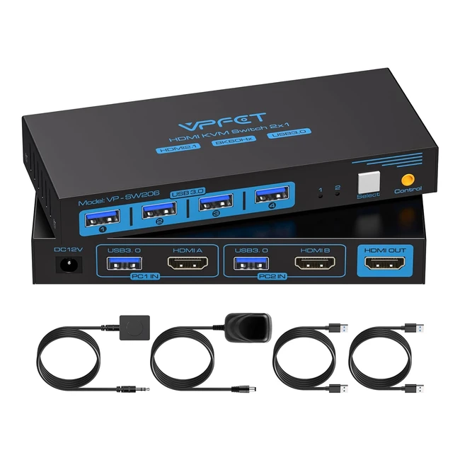 Commutateur KVM HDMI 8K60Hz USB 3.0 pour 2 PC 1 écran - Commutateur rapide à une touche
