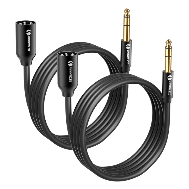 Cable XLR a Jack 3m 2 Pack - Conectores Chapados en Oro de 24k
