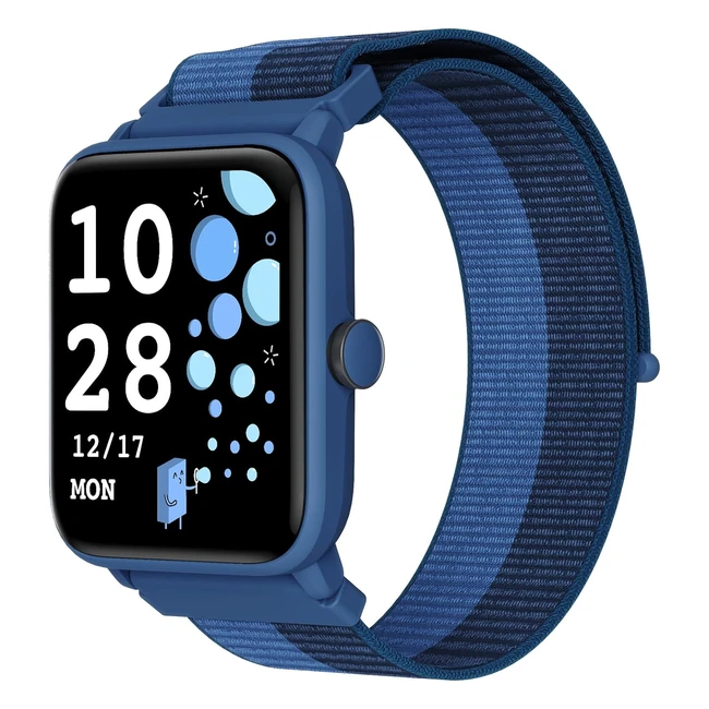 BiggerFive Kids Fitness Tracker Watch Heart Rate Pedometer 5ATM Waterproof Sleep Monitor Alarm Clock Calorie Step Counter Puzzle Games Smart Watch Ages 3-14 Nylon