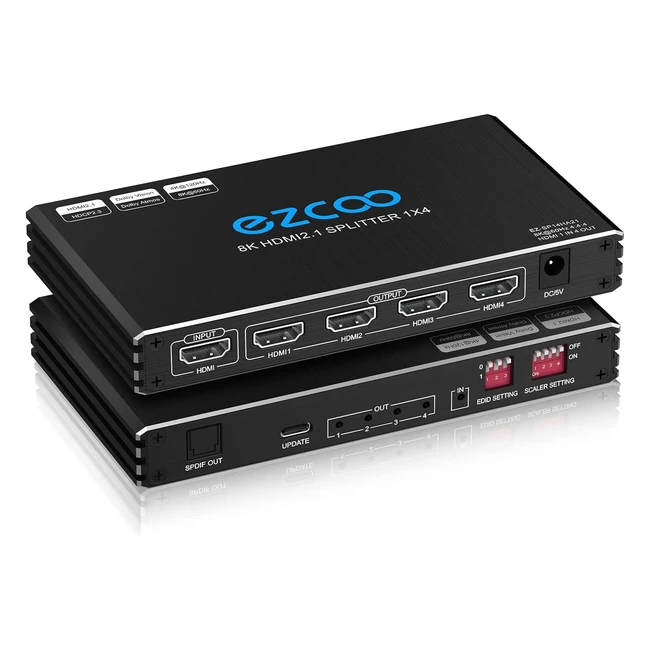 8k HDMI 2.1 Splitter 1x4 Audio Extractor VRR ALLM HDCP 2.3 HDR10 CEC SPDIF Optical & 3.5mm Aux Audio EDID Scaler 4k 1080p HDMI Splitter 8k 1 in 4 out Dual Monitore für PS5 Xbox Nvidia AMD