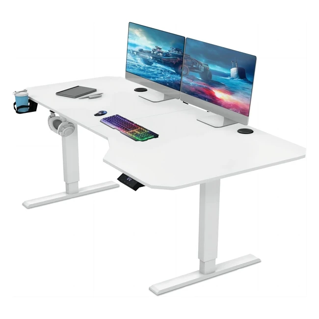 Jummico Hhenverstellbarer Schreibtisch Wei 160 x 75 cm - Ergonomisch  Stabil G