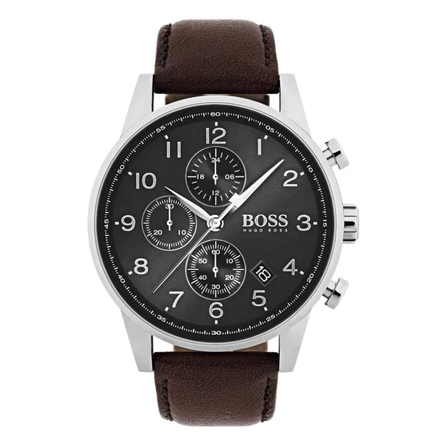 Boss Montre Chronographe Quartz Homme Bracelet Cuir Marron 1513494 - Livraison Gratuite