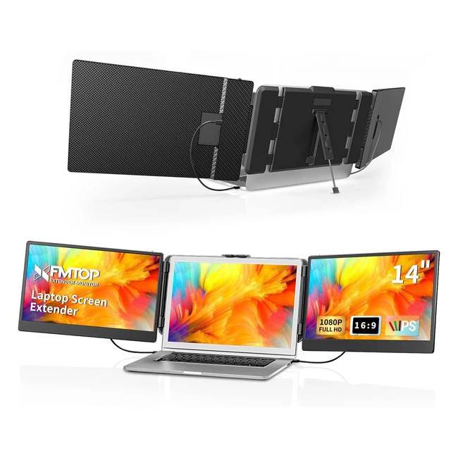 XFMtop Laptop Screen Extender Monitor 14 Inch Portable Triple IPS FHD 1080P HDMI/USB/Type-C Monitors for Laptops