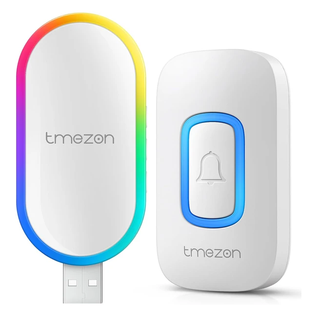Timbre Inalmbrico Exterior Impermeable TMEZON USBDoorbell RGB Indicador 60 Mel