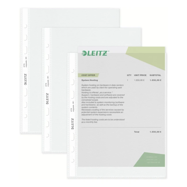Lot de 15 Pochettes Plastique Standard A5 Transparent Leitz 47756002