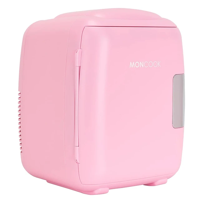 Moncook Mini Fridge 9L Pink - Portable Quiet Fridge for Skincare Medicine Food Drinks - Cooling Warming Function