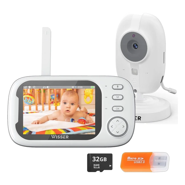 Camara Vigilancia Bebe Wisser Pack Premium 2000mAh Lector MicroSD 32GB Monitor 35 Vox Visin Nocturna