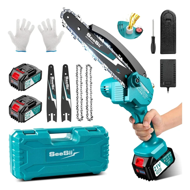 203 cm Mini-Kettensge mit Akku 8000 mAh Seesii Mini-Kettensge elektrisch mit