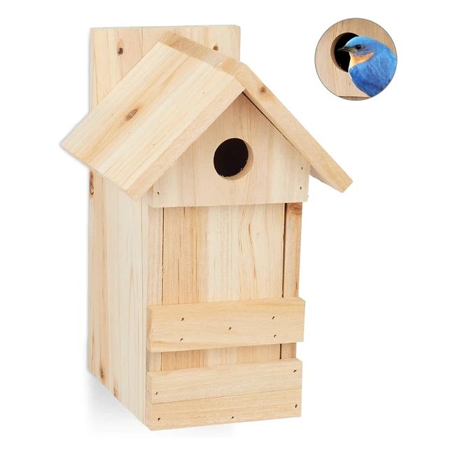 Casetta per Uccellini Relaxdays Nido da Appendere Legno Non Trattato 25x16x14 cm