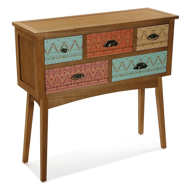 Mesa Consola Versa Shikar Estrecha 5 Cajones 845x30x90 cm Marrn