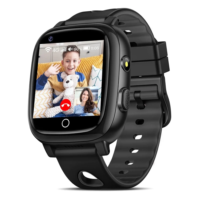 Montre Connectée Enfant 4G - Piulaxiu GPS Tracker SOS Wifi Caméra - Cadeaux Garçons Filles Noir