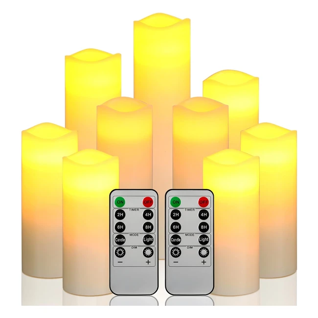 LED Kerzen Batteriekerzenset 9er Pack mit Fernbedienung - Energiesparende Flammenlose Kerzen