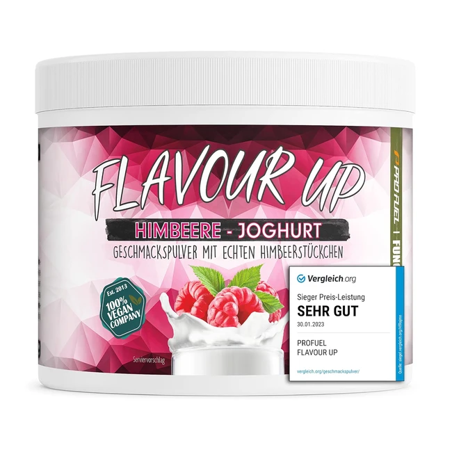 Flavour Up Aroma Pulver Himbeer Joghurt 250g - Nur 10 kcal pro Portion - Vielseitige Verwendung für Lebensmittel und Getränke