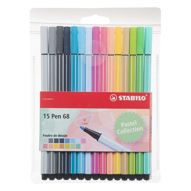 Pennarello Premium Stabilo Pen 68 Pastel - Astuccio da 15 Colori Assortiti