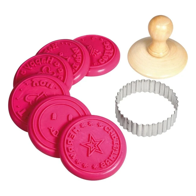 Kit Stampi Biscotti Rayher 28858000 Set Timbri Silicone Manico Legno 8pz