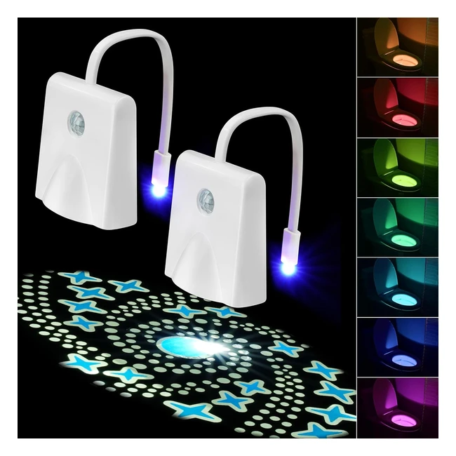 Hotut LED Luz de Inodoro 16 Colores 2Pcs - Sensor de Movimiento - WC Luz Nocturna