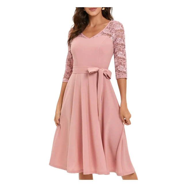 Robe vintage bbonlinedress manches longues femme cocktail mariage 12345