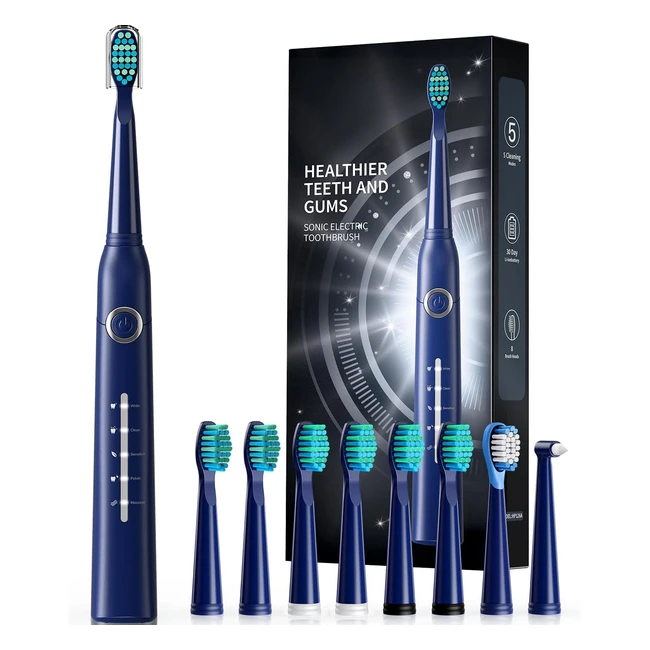 Sonic Electric Toothbrush 40000 VPM 8 Brush Heads Fast Charge Last 30 Days