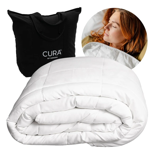 cura pearl classic 150x210 5kg premium cotton weighted blanket - insomnia stress anxiety relief
