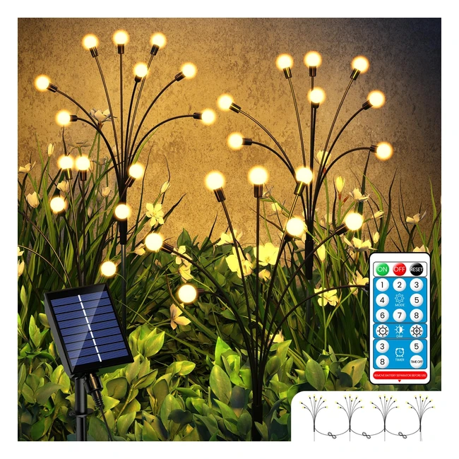 Homavida Lampes Solaires Jardin Extrieur Lot de 4 IP65 8 Modes Blanc Chaud