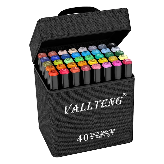 Vallteng 40 Colors Graphic Marker Pen Dual Tip Sketch Twin Marker Finecolour Bro
