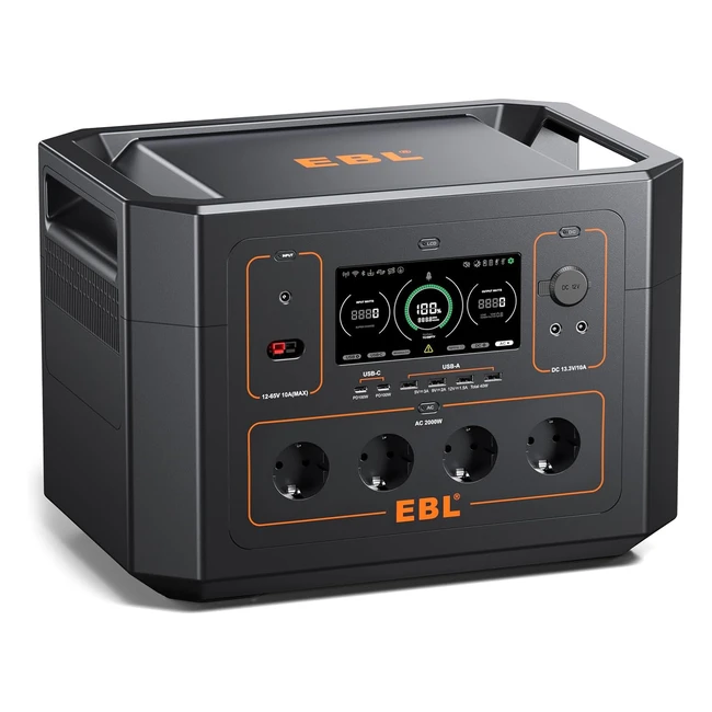 EBL Powerstation 2000W Peak 4000W LifePO4 Solargenerator 4x 1800W AC-Steckdose