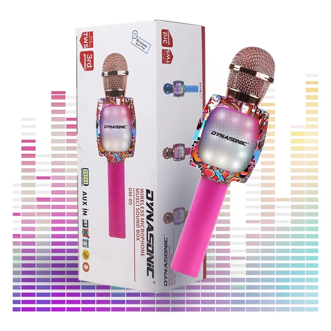 Microphone Karaok Bluetooth Dynasonic DM05 Pink - Jouets Garons Filles