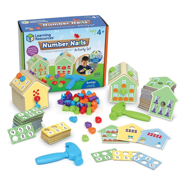 Kit dactivits de clous numrots Learning Resources pour enfants 4+ ans - Jeu mathmatique prscolaire 102 pices