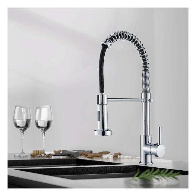 Robinetterie de cuisine pivotante 360° avec douchette escamotable - Réf. 1234