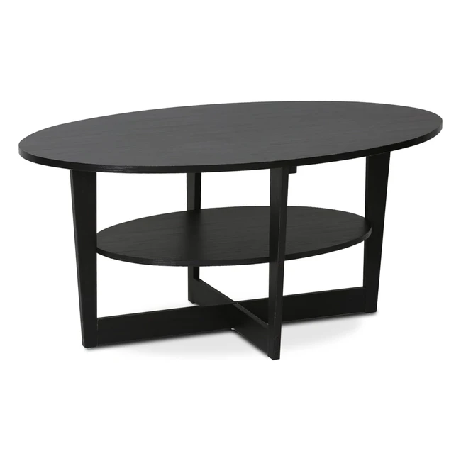 Furinno Oval Coffee Table Wood Walnut 8999 - Stylish Design, Open Shelf, Easy Assembly