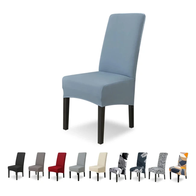 Coprisedie XL Elasticizzati 6 Pezzi - Vestisedia da Pranzo Lavabile - Blu Grigio