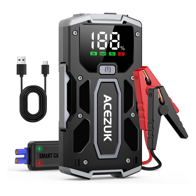 Booster batterie voiture 3000A Acezuk M01 - Démarrage rapide jusqu'à 55L diesel ou 70L essence - 12V