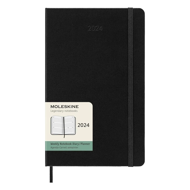 Moleskine 2024 Weekly Agenda Large 13x21 Black - Horizontal Layout  Essential T
